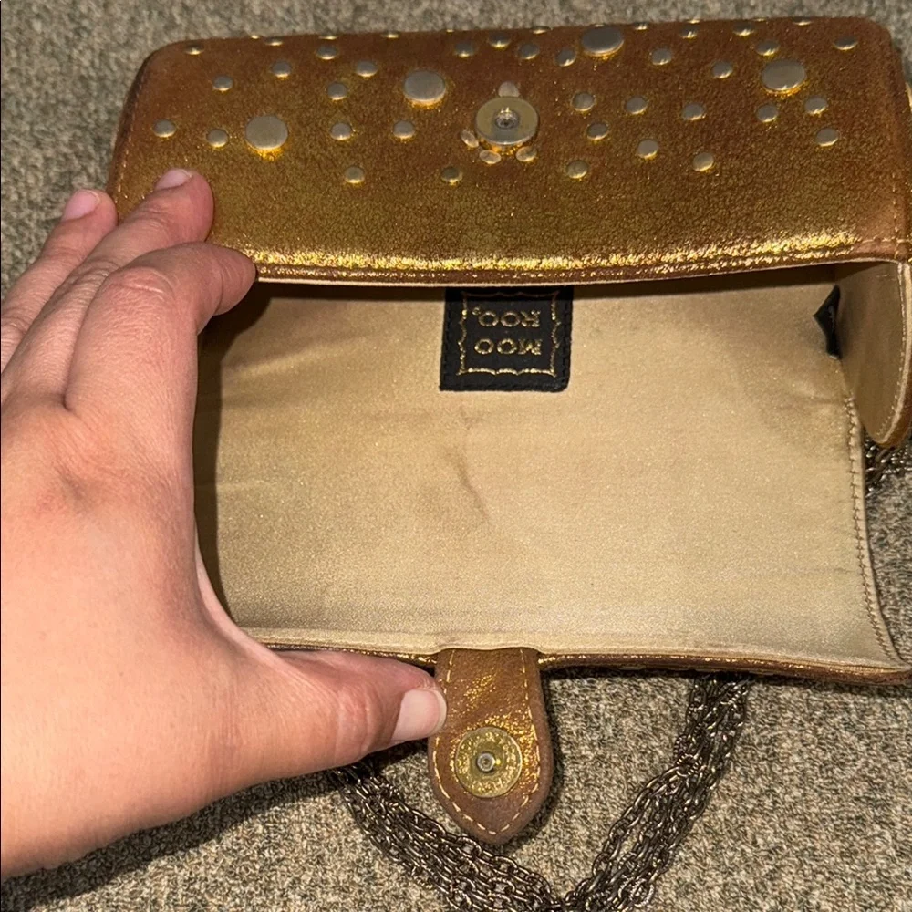 Moo Roo Gold Clutch with Sparkling Accents